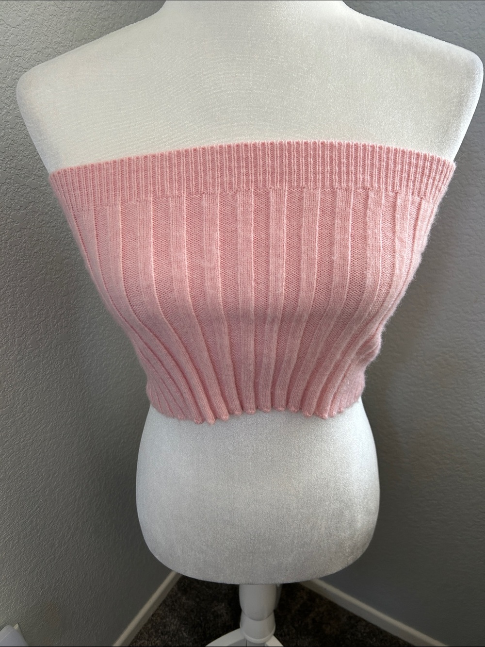 SHEIN Pink Ribbed Off-the-Shoulder Crop Sweater